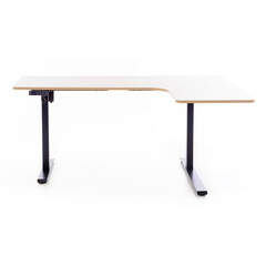 Výškově nastavitelný stůl UNIZDRAV 160x110 cm, hnědý dub – pravý roh