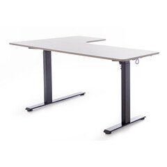 Výškově nastavitelný stůl UNIZDRAV 160x110 cm, šedý – pravý roh