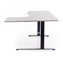 Výškově nastavitelný stůl UNIZDRAV 160x110 cm, šedý – pravý roh