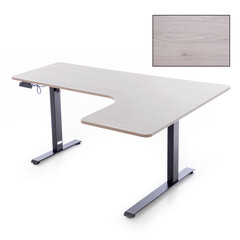 Výškově nastavitelný stůl UNIZDRAV 160x110 cm, šedý – pravý roh