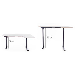 Výškově nastavitelný stůl UNIZDRAV 160x110 cm, šedý – pravý roh