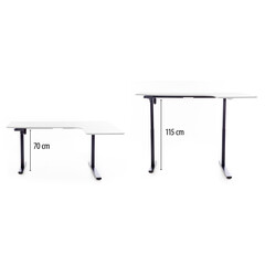 Výškově nastavitelný stůl UNIZDRAV 160x110 cm, bílý – pravý roh