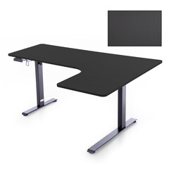 Výškově nastavitelný stůl UNIZDRAV 160x110 cm, černý – pravý roh