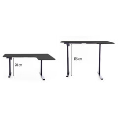 Výškově nastavitelný stůl UNIZDRAV 160x110 cm, černý – pravý roh
