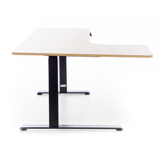 Výškově nastavitelný stůl UNIZDRAV 160x110 cm, hnědý dub – levý roh