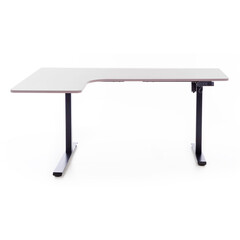 Výškově nastavitelný stůl UNIZDRAV 160x110 cm, šedý – levý roh