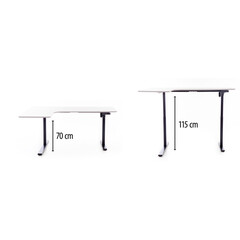 Výškově nastavitelný stůl UNIZDRAV 160x110 cm, bílý – levý roh