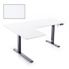 Výškově nastavitelný stůl UNIZDRAV 160x110 cm, bílý – levý roh