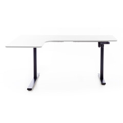 Výškově nastavitelný stůl UNIZDRAV 160x110 cm, bílý – levý roh