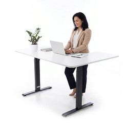 Výškově nastavitelný stůl UNIZDRAV 160x110 cm, bílý – levý roh