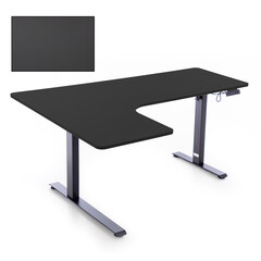 Výškově nastavitelný stůl UNIZDRAV 160x110 cm, černý – levý roh