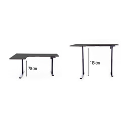 Výškově nastavitelný stůl UNIZDRAV 160x110 cm, černý – levý roh