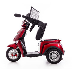 Elektrický tříkolový skútr CHAMPION pro seniory - výkonný 1000W motor, červený (Používaný kus)