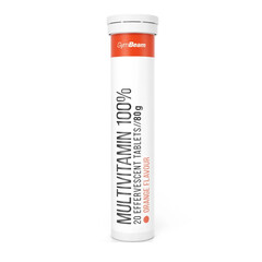 Multivitamin 100% pomeranč – šumivé tablety GymBeam, 20 tablet