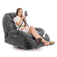 Stylové relaxační polohovací křeslo TRENDY s funkcí masáže a výhřevu, antracitové