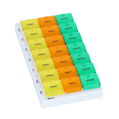 Barevný dávkovač léků - týdenní, T03