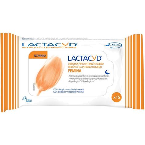 Lactacyd Femina ubrousky pro intimní hygienu, 15 ks