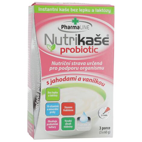 PharmaLINE Nutrikaše probiotic s jahodami a vanilkou 3x 60 g