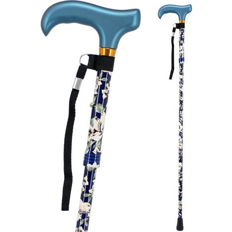 Skládací hůl květovaná modrá