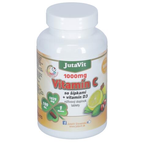 JutaVit Vitamín C se šípkami + vitamín D3, 100 tablet