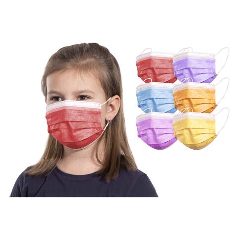 Dětské roušky na tvář s gumičkou barevné, 50 ks