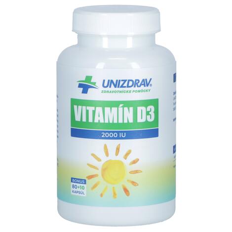 Vitamín D3 2000 IU UNIZDRAV,  80 + 10 kapsúl zdarma