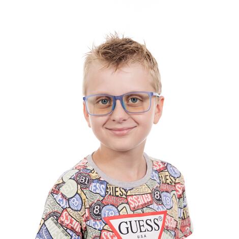 Brýle proti modrému světlu pro děti modré UNIZDRAV + pouzdro, sáček a testovací sada