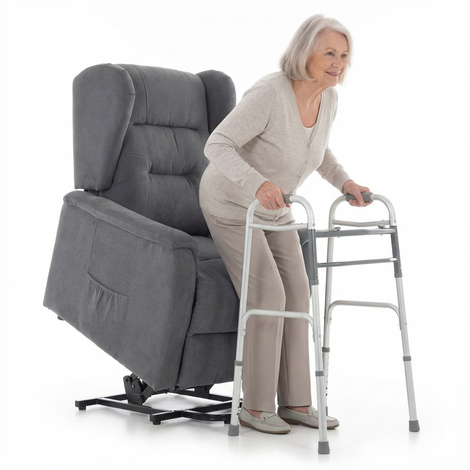 Masážní polohovací křeslo s vyklápěním COMFORT+, antracitová látka