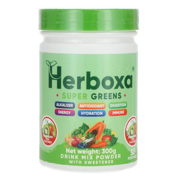 Levně Herboxa SUPER GREENS Jahoda & kiwi, 300 g