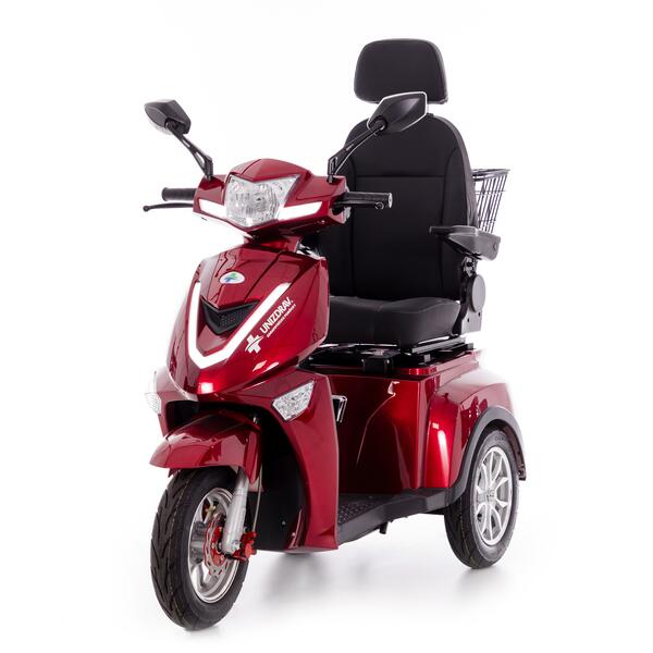 Levně Elektrický tříkolový skútr CHAMPION pro seniory a imobilní - výkonný 1000W motor, červený