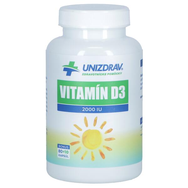 Levně Vitamín D3 2000 IU UNIZDRAV, 80 + 10 kapsúl zdarma
