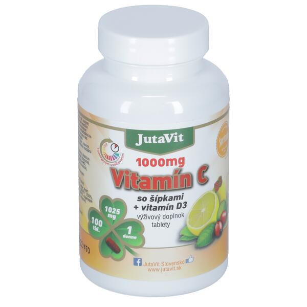 Levně JutaVit Vitamín C se šípkami + vitamín D3, 100 tablet