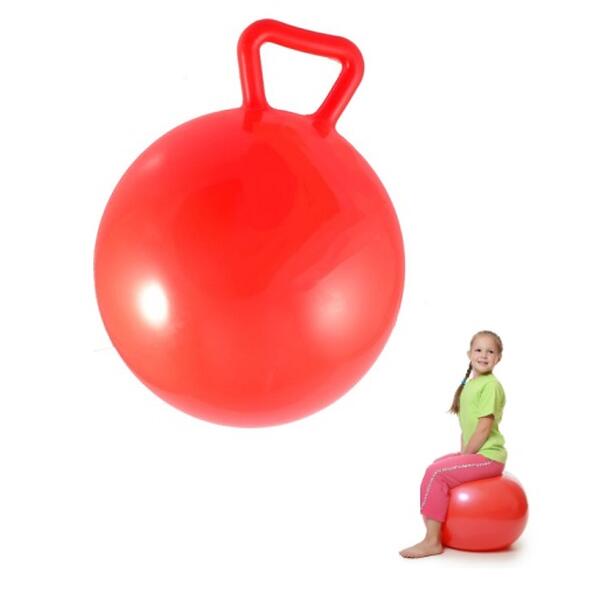 Levně Dětský gymnastický míč s úchytem – červený, 45 cm