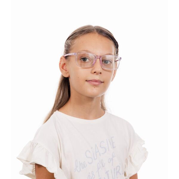 Levně Brýle proti modrému světlu pro děti růžové UNIZDRAV + pouzdro, sáček a testovací sada