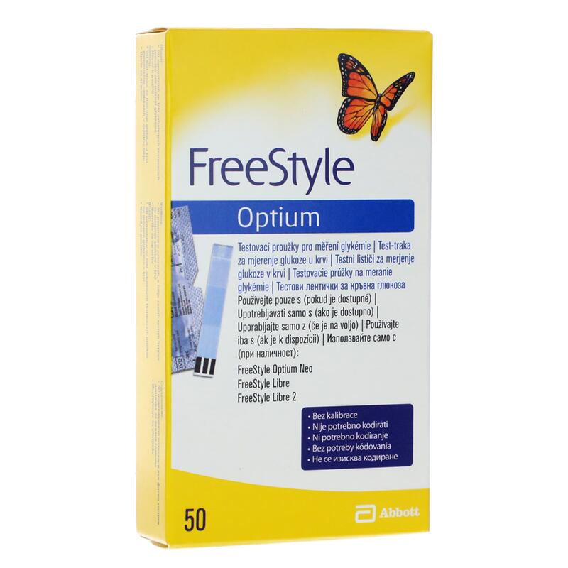 Testovací proužky FreeStyle Optium, 50 ks