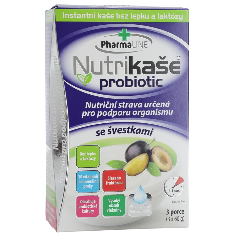PharmaLINE Nutrikaše probiotic se švestkami, 3x 60 g