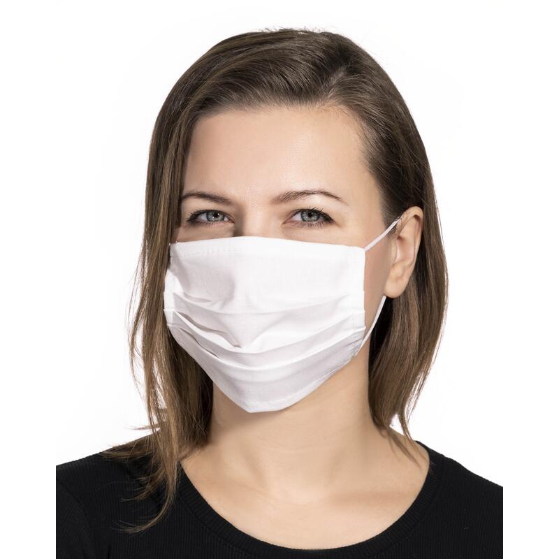 Rouška na tvář plátěná na gumičku, bílá 1 ks