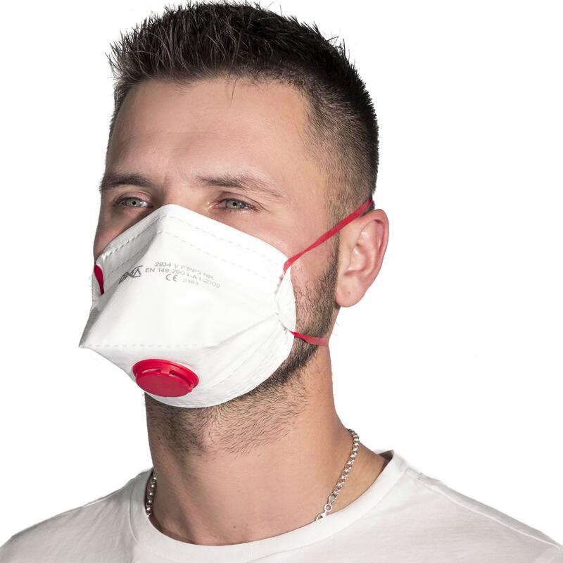 Respirátor FFP3 s filtrem, červené gumičky