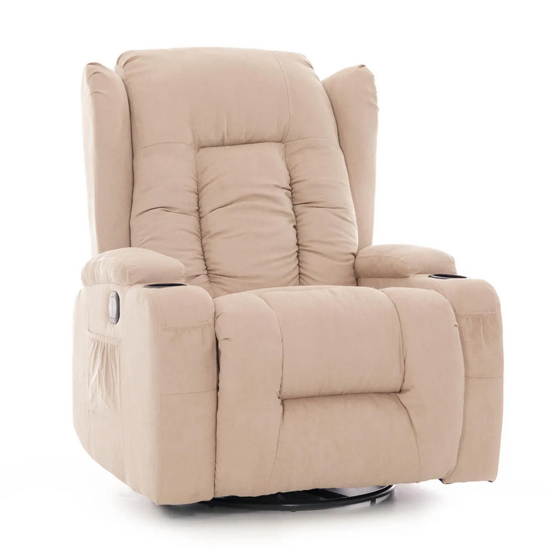 Relaxační polohovací křeslo, béžová látka