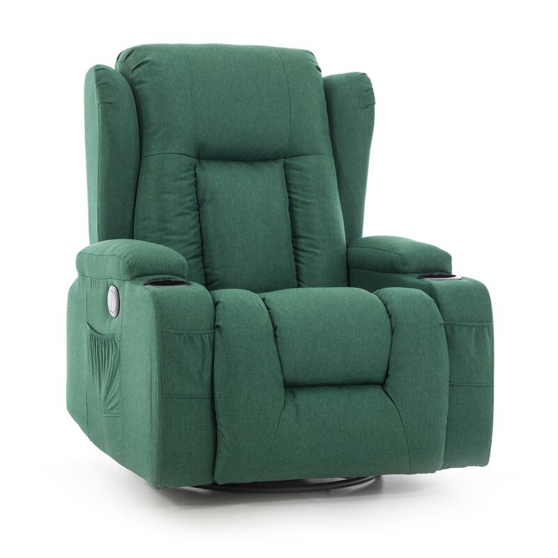 Relaxační polohovací křeslo, smaragdově zelená látka