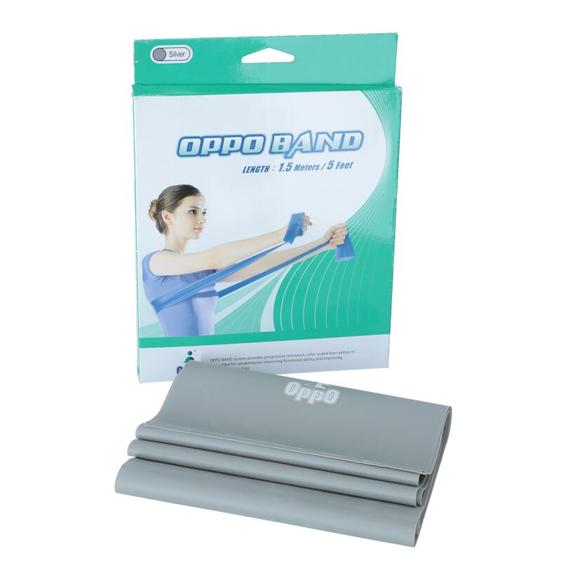 Posilovací guma OPPO BAND stříbrná s extra silným odporem, 1,5 m