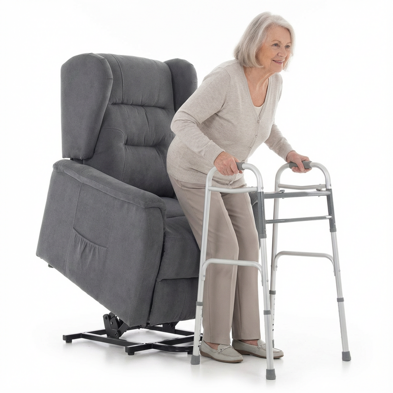 Masážní polohovací křeslo s vyklápěním COMFORT+, antracitová látka