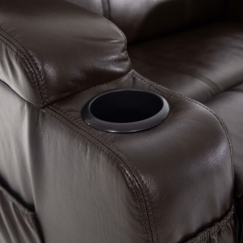 Masážní polohovací křeslo s vyklápěním eko kůže, tmavě hnědé