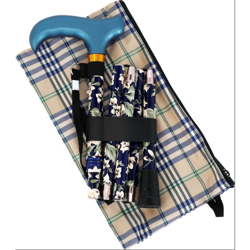 Skládací hůl květovaná modrá