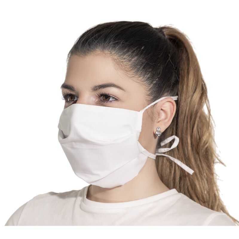 Rouška na tvář plátěnná se šňůrkou, bílá 1 ks