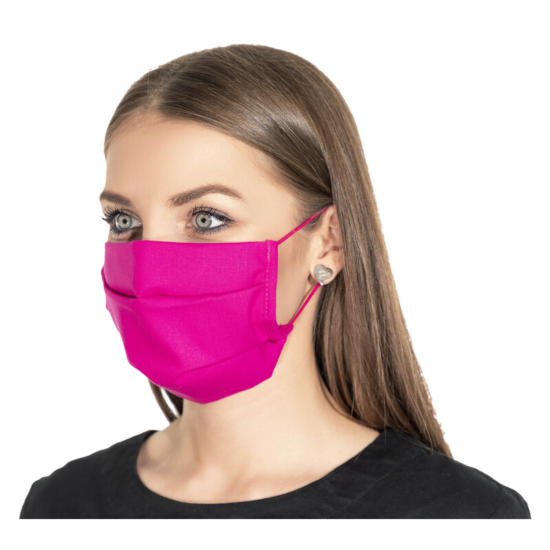 Rouška na tvář plátěnná na gumičku, růžová 1 ks