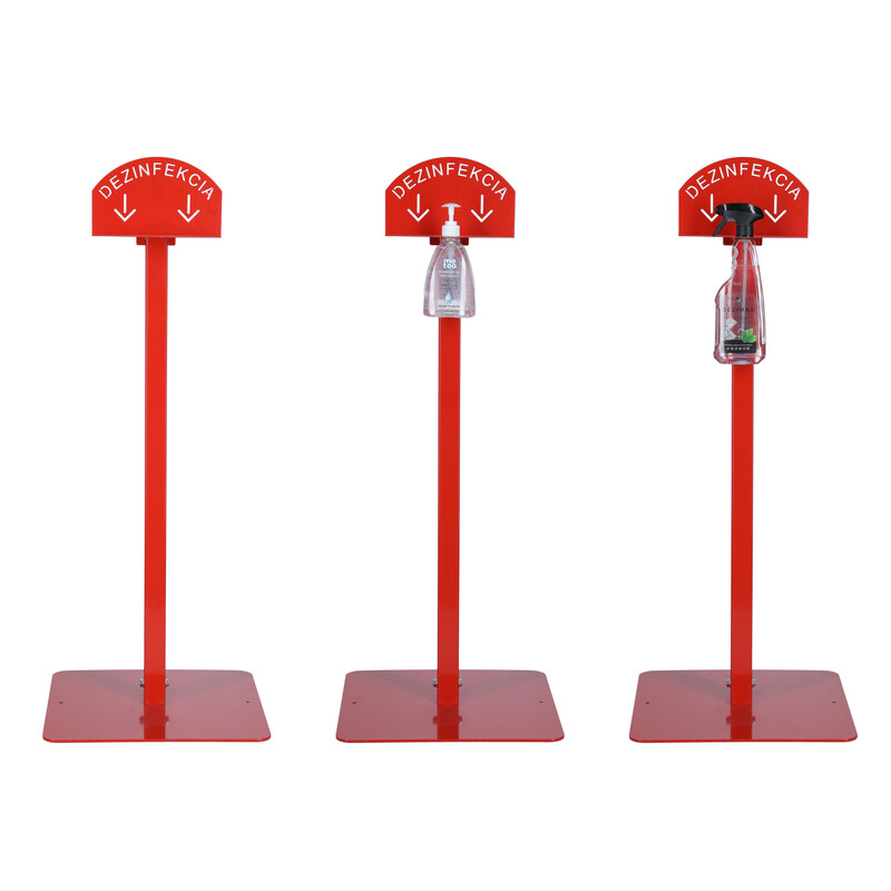 Stojan červený na dezinfekci rukou, 100 cm
