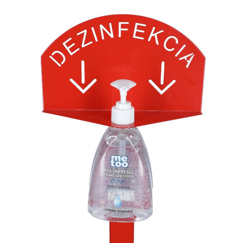 Stojan červený na dezinfekci rukou s dezinfekčním gelem Me Too, 500 ml