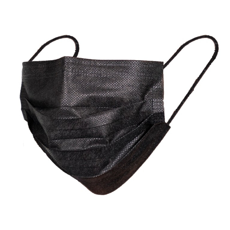 Rouška na tvář s gumičkou - chirurgická černá, 10 ks