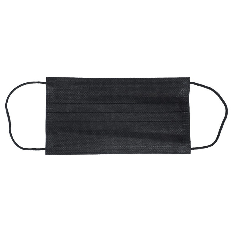 Rouška na tvář s gumičkou - chirurgická černá, 50 ks